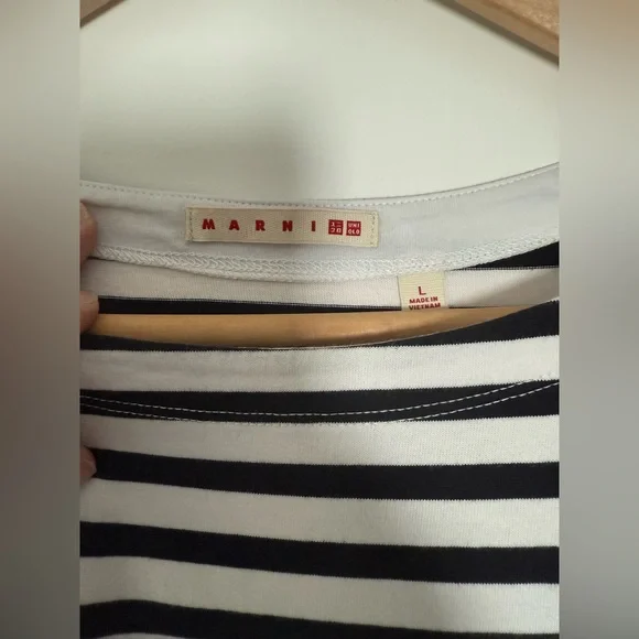 Uniqlo x Marni Blue Stripe Cotton Short Sleeve Midi Dress Size Large - Picture 8 of 11